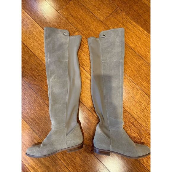 CHINESE LAUNDRY Robin Suede/Nylon Two-Tone Grey Over The Knee Boots Sz 6 - Picture 1 of 9